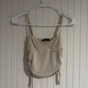 SHEIN Ivory Satin-Look Cami with Adjustable Side Ties